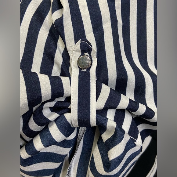 New York & Company - Long Sleeve Navy Blue and White Stripes Blouse (NWT) - Picture 5 of 7